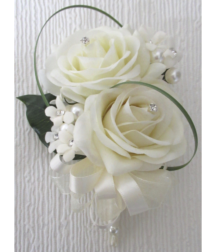 Stunning Ivory Fresh Touch Rose Corsage, lifelike corsage for mother of the bride